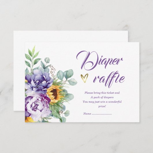 Paarse en gele luier Raffle Kaart (Voorkant / Achterkant)