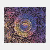 Paarse en gele mandala: handgetekend ontwerp fleece deken (Voorkant (Horizontaal))