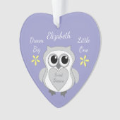 Paarse en gele met uil en baby naam ornament (voorkant)
