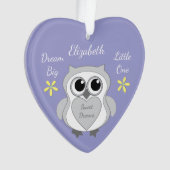 Paarse en gele met uil en baby naam ornament (voorkant)