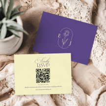 Paarse en Gele Minimalistische Trouw-QR-code