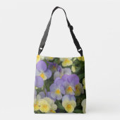 Paarse en Gele Pansies Crossbody Tas