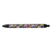 Paarse en gele Pansies Floral Black Ink Pen (Voorkant)
