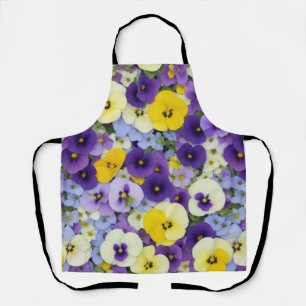 Paarse en gele Pansy Flowers Schort