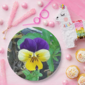 Paarse en gele Pansy Papieren Bordje (Feest)