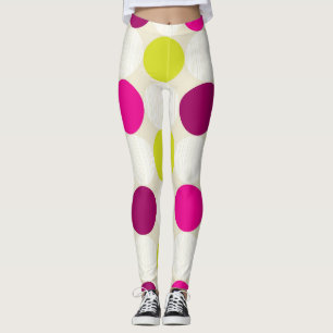 Paarse en gele poka stikt leggings