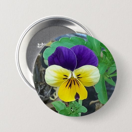 Paarse en gele ronde badge ronde button 7,6 cm (Voorkant /achterkant)