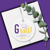 Paarse en gele stuifmeel bedankjes labels