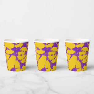 Paarse en gele Tie Dye Papieren Bekers