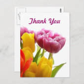 Paarse en gele Tulpen Dank u Briefkaarten (Voorkant / Achterkant)