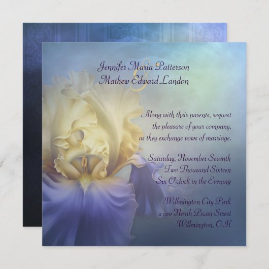 Paarse en gele uitnodiging voor weddenschappen (Voorkant / Achterkant)