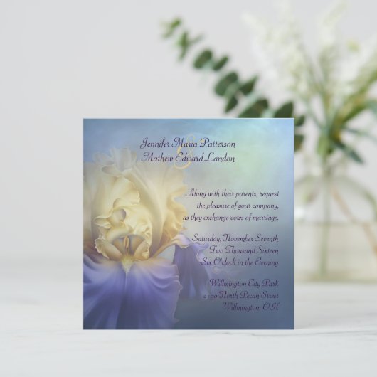 Paarse en gele uitnodiging voor weddenschappen (Staand voorkant)