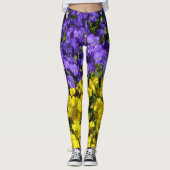 Paarse en Gele Viola's Kleurrijke Bloemen Leggings (Voorkant)