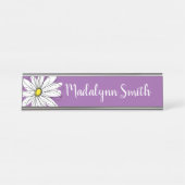 Paarse en gele whimsical Daisy Custom Text Bureau Naambordje (Voorkant)