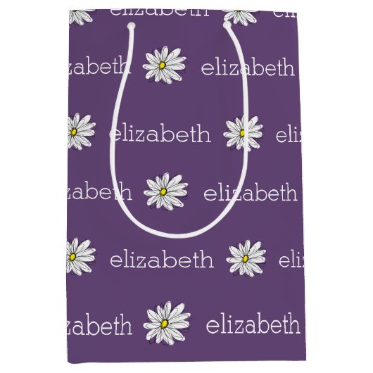 Paarse en gele whimsical Daisy Custom Text Medium Cadeauzakje (Voorkant)
