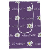 Paarse en gele whimsical Daisy Custom Text Medium Cadeauzakje (Achterkant)