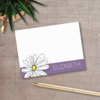 Paarse en gele whimsical Daisy Custom Text