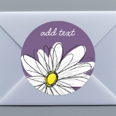 Paarse en gele whimsical Daisy Custom Text Ronde Sticker