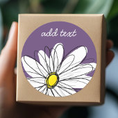 Paarse en gele whimsical Daisy Custom Text Ronde Sticker
