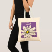 Paarse en gele whimsical Daisy Custom Text Tote Bag (Voorkant (product))