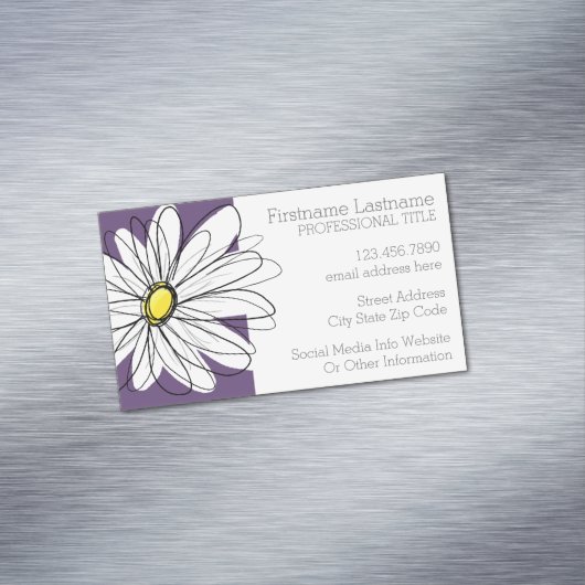 Paarse en gele whimsical Daisy Custom Text Visitekaartje Magneet (Voorbeeld)