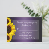 Paarse en gele zonnebloempjes RSVP (Staand voorkant)