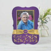 Paarse en Gold 75e fotouitnodiging Kaart (Staand voorkant)