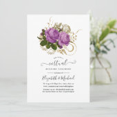 Paarse en Gold  Latijnse virtuele bruiloft Kaart (Staand voorkant)