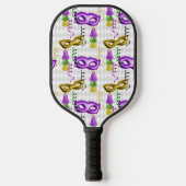 PAARSE EN GOLD MARDI GRAS MASKS & TASSELS PICKLEBALL PADDLE (Voorkant)