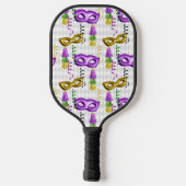 PAARSE EN GOLD MARDI GRAS MASKS & TASSELS PICKLEBALL PADDLE (Achterkant)