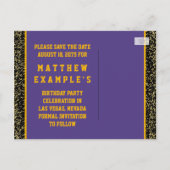 Paarse en Gold Save the Date Cards Aankondigingskaart (Achterkant)