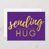 Paarse en Gold Social Distancing Hug Briefkaart (Voorkant / Achterkant)