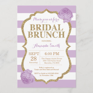 Paarse en goudbridal Brunch Invitation Glitter Kaart