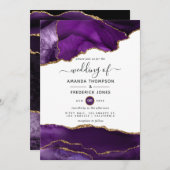 Paarse en goudbruiddweddenschappen kaart (Voorkant / Achterkant)