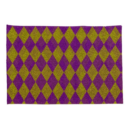 Paarse en gouddiamantglitter kussensloop (Achterkant-Rechts)