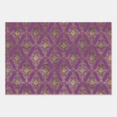 PAARSE EN GOUDE PATRONEN EN STROMEN INPAKPAPIER VEL (Voorkant)