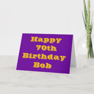 Paarse en gouden 70e gepersonaliseerde verjaardag  kaart