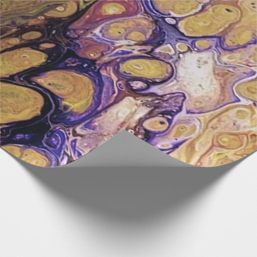 Paarse en gouden abstracte verf cadeaupapier (Hoek)