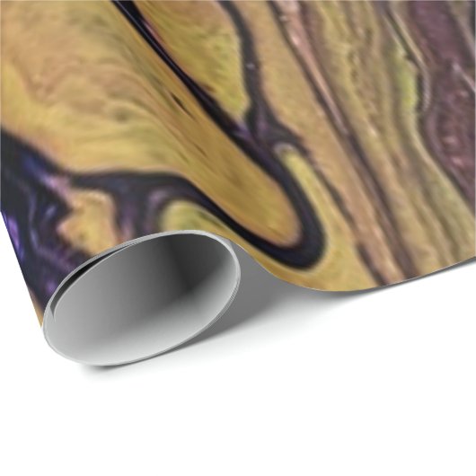 Paarse en gouden abstracte verf cadeaupapier (Rol Hoek)