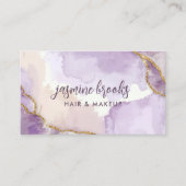 Paarse en gouden Abstracte Waterverf Visitekaartje (Voorkant)