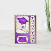 Paarse en gouden Afstuderen bedankkaart (Voorkant)