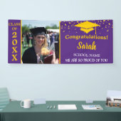 Paarse en gouden Afstuderen fotoklasse van 2025 Spandoek (Beurs)