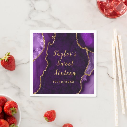 Paarse en gouden Agaat Marmer Zoet Zestien Servet (Insitu)