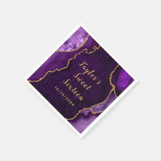 Paarse en gouden Agaat Marmer Zoet Zestien Servet (Hoek)