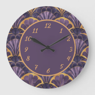 Paarse en gouden Art Deco-waaierpatroon met vintag Grote Klok