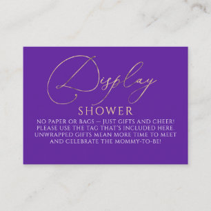 Paarse en Gouden Baby Shower - Display Shower Informatiekaartje