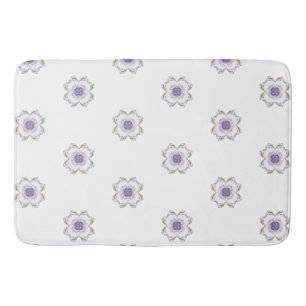 Paarse en Gouden Bloemen-Look Fractal Art Tiled Badmat