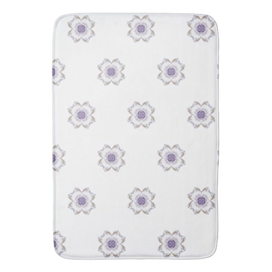 Paarse en Gouden Bloemen-Look Fractal Art Tiled Badmat (Voorkant Verticaal)