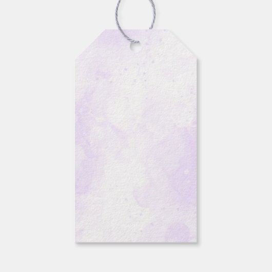 Paarse en gouden bloemen vlinder 1e verjaardag cadeaulabel (Achterkant)