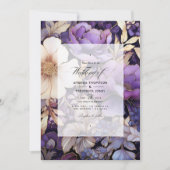 Paarse en gouden bruiloft kaart (Voorkant)